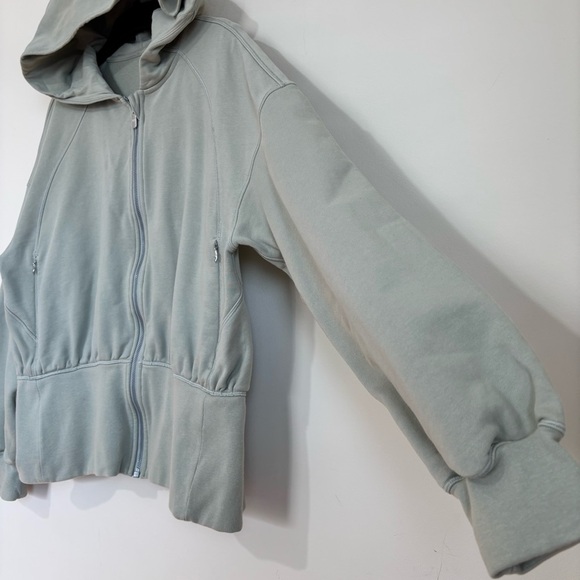 lululemon athletica green cotton fern hugged waist zip up relaxed fit Hoodie 12 - Picture 6 of 16